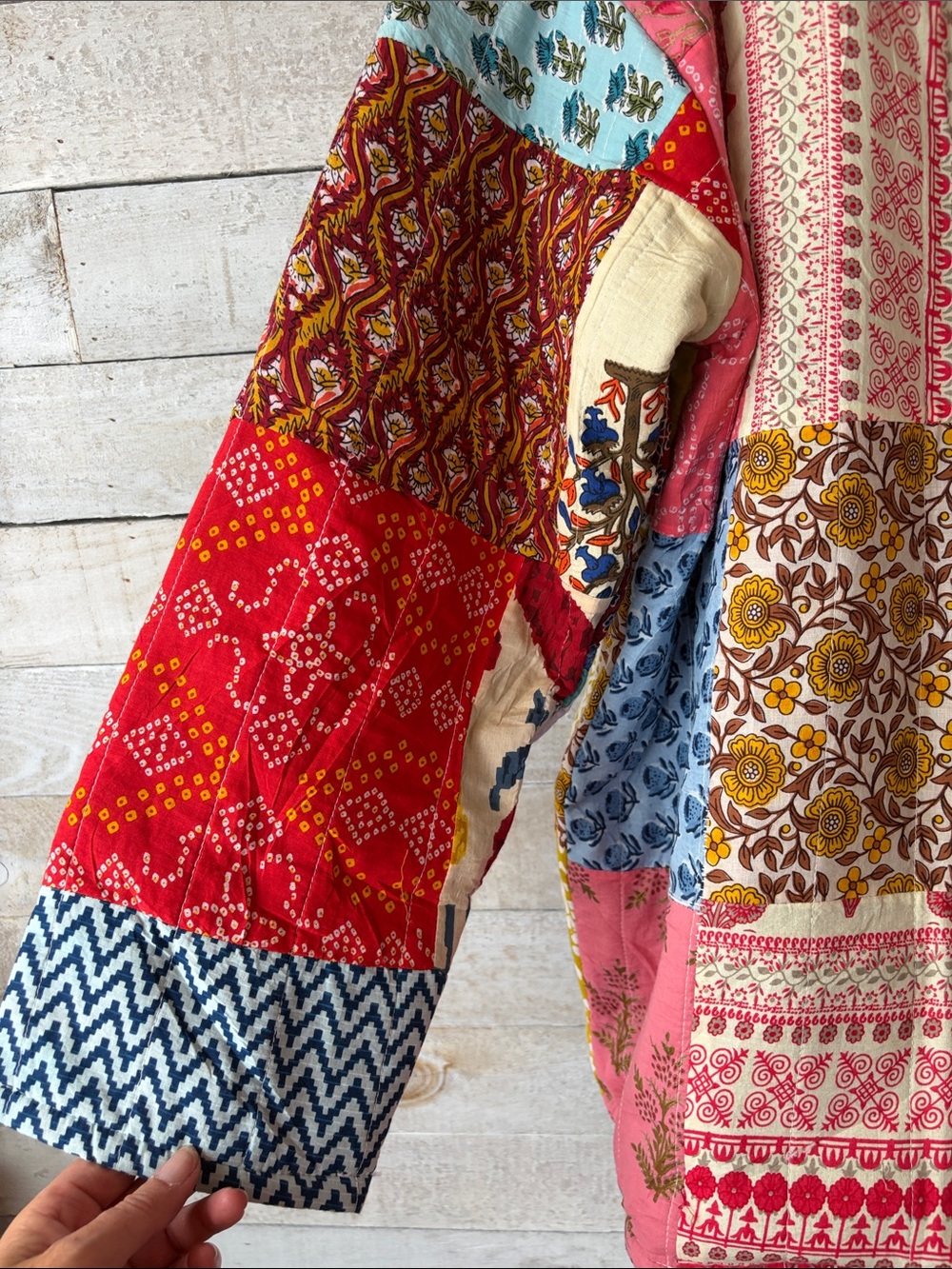 Ashley Tailor Handmade Patchwork Quilted Cotton Hooded Jacket Boho jacket - Picture 8 of 11